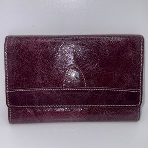Prune Women’s Leather Wallet Purple Crackled Silver Snap Tri-Fold Argentina